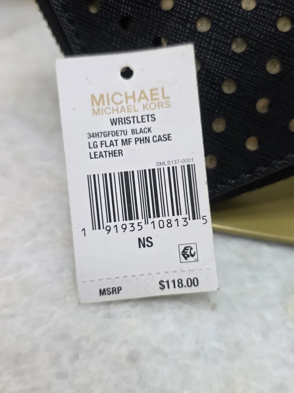 Michael Kors Jet Set Perforated Continental Wristlet Wallet Black Gold